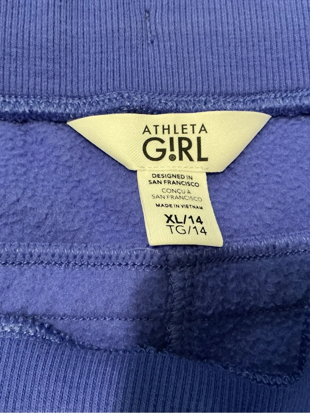 Athleta Girl Blue Fleece Jogger Sweatpants Size XL/14 NWOT